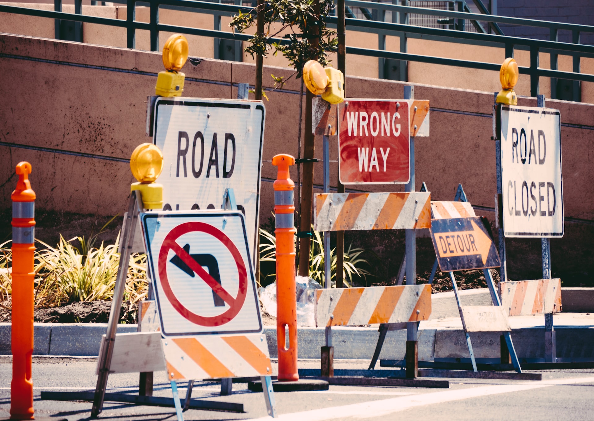 Road construction traffic signs