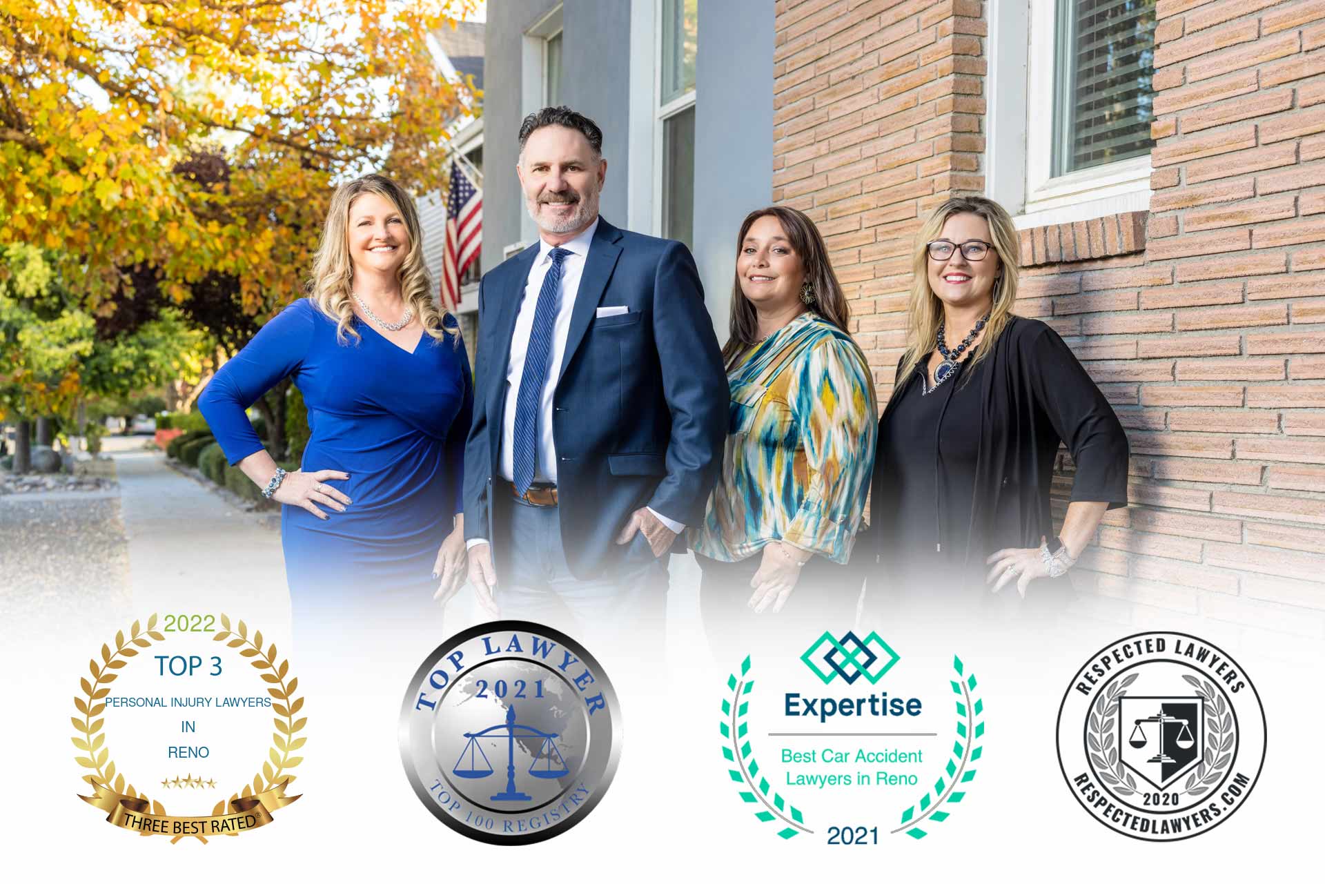 Reno wrongful death attorney Matt Dion & Associates are proud to have been awarded Top 100 Lawyer, Best Car Accident Lawyers in Reno, Top 3 Best Personal Injury Lawyers in Reno, and named a Respected Lawyer.